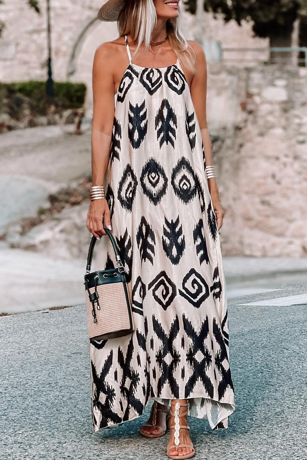 Maxi Western Aztec Printed Vacation Sundress