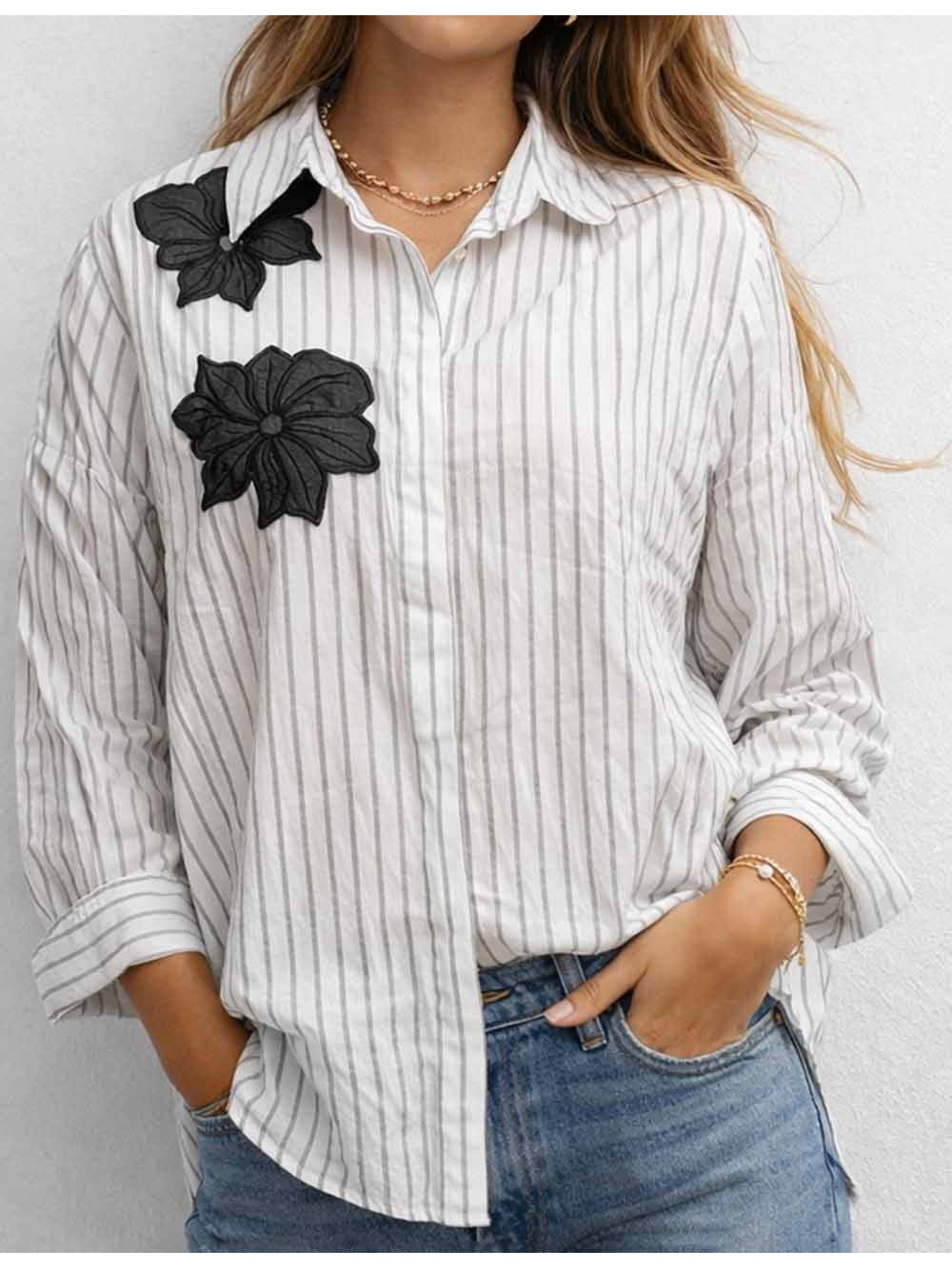 Patch Button Down Long Sleeves Shirt
