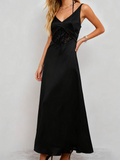 Lace Panel Halter Neck Backless Maxi Dress