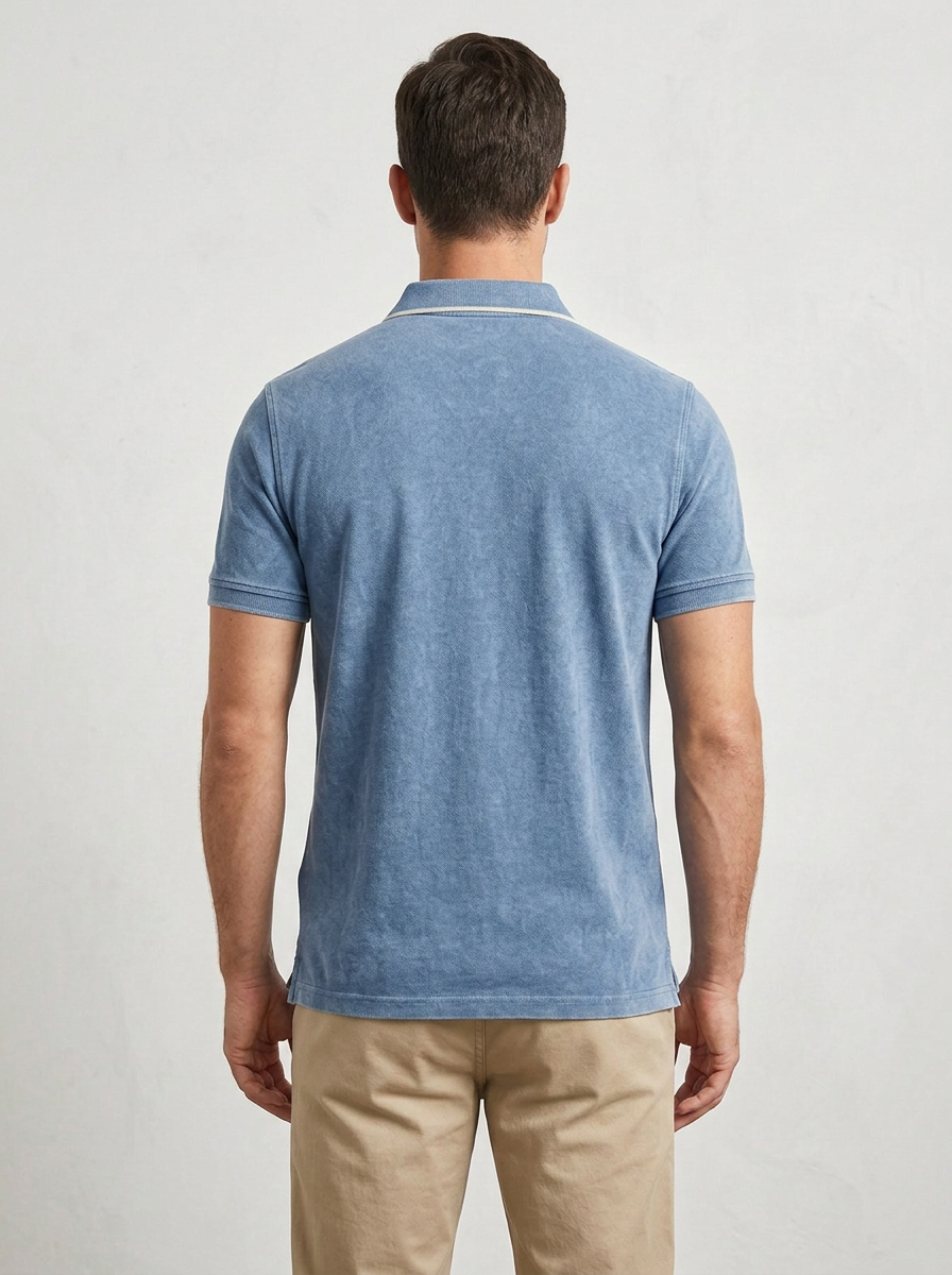 Men's Minimalist Geometric Logo Printed Polo Shirt