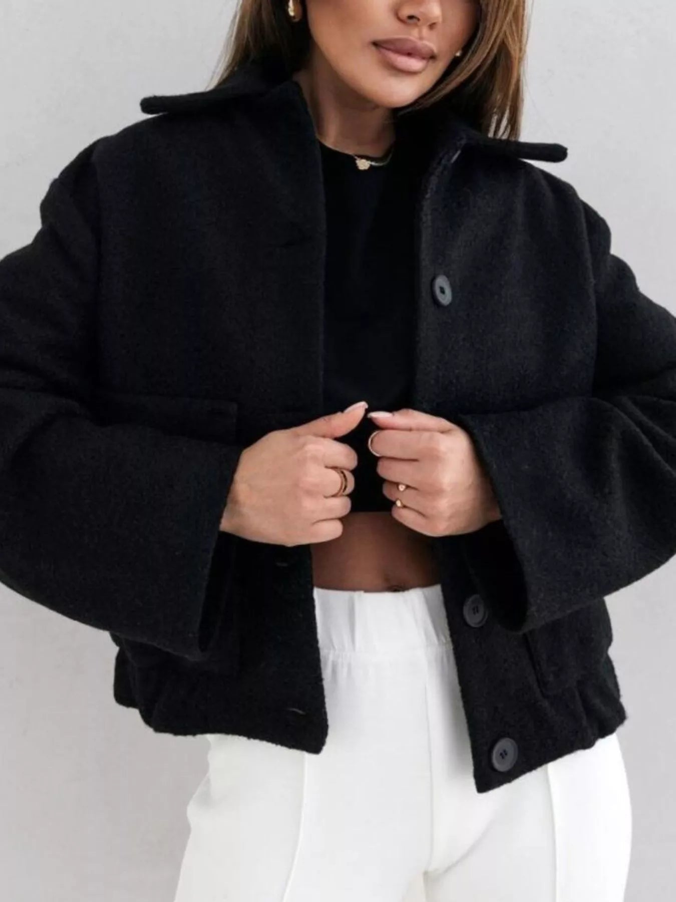 Button Down Long Sleeve Outerwear Jacket