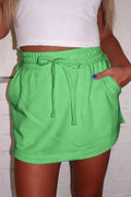 Drawstring Solid Mini So Skirt