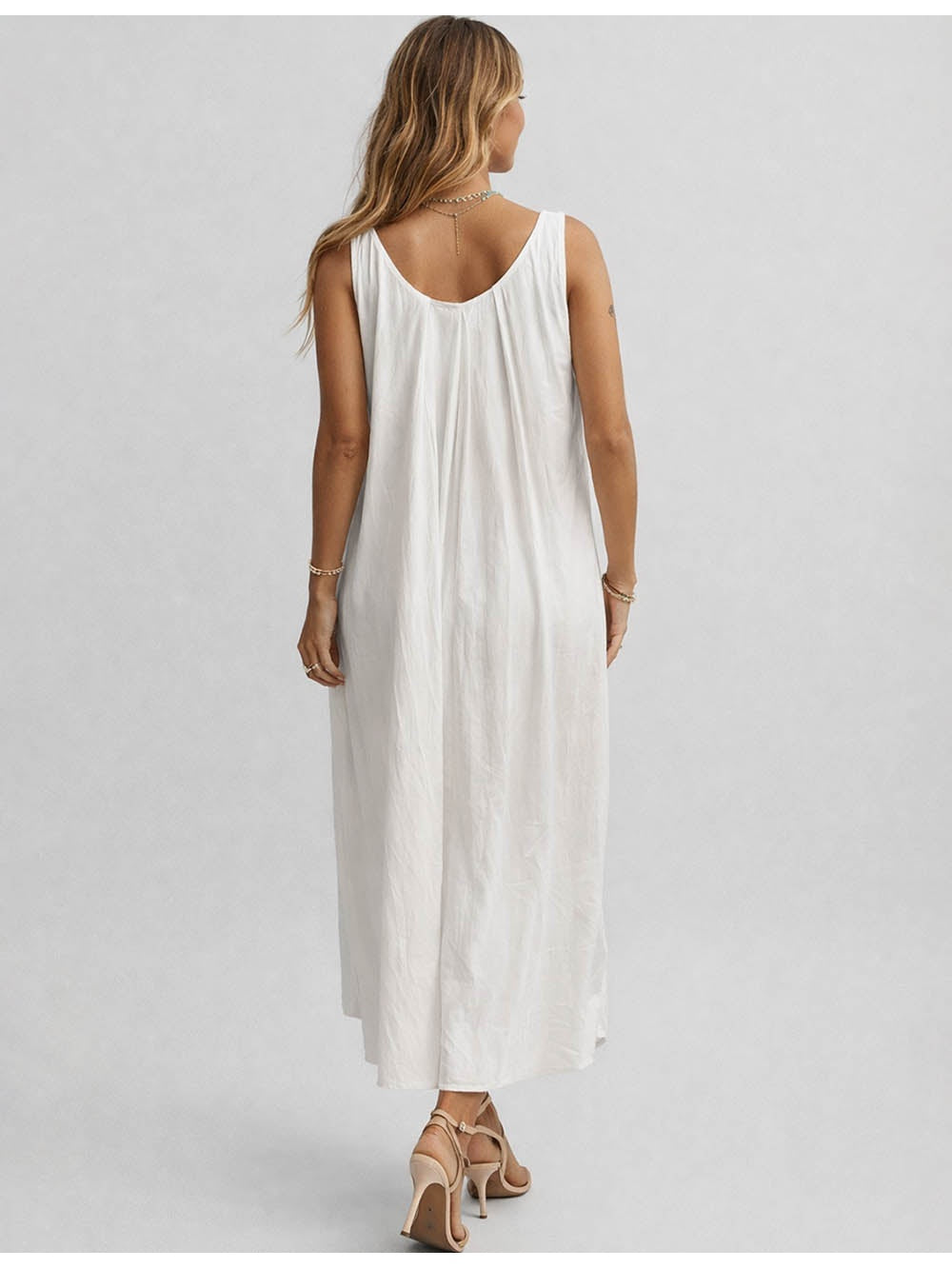 D Beaded Round Neck Sleeveless Maxi Dress