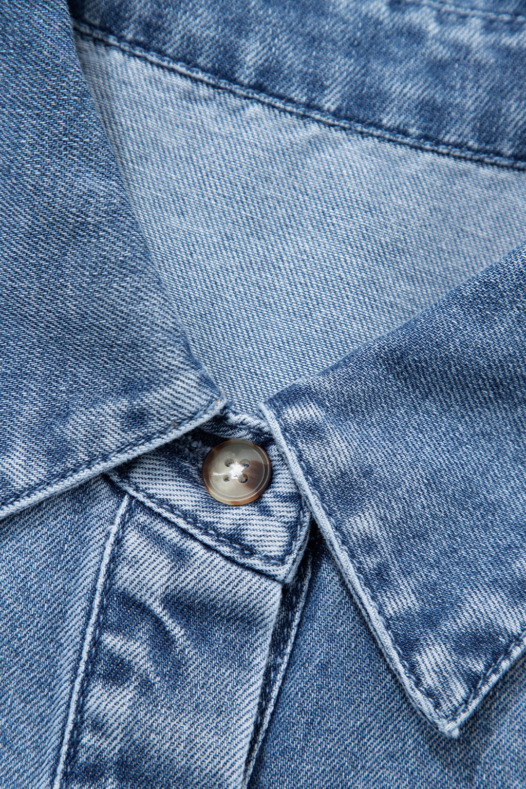 Blue Puff Half Sleeve Collared Denim Shirt