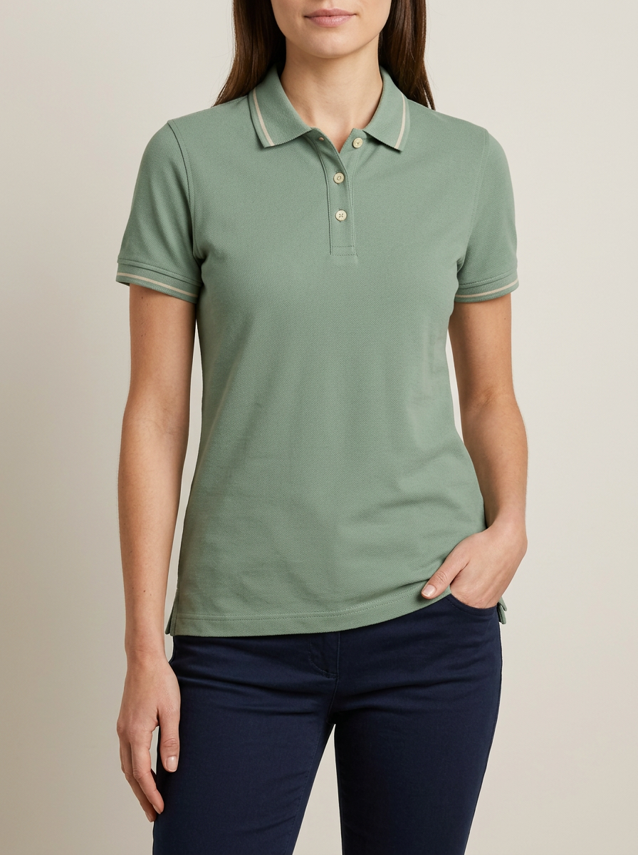 Women's Everyday Tipped-Collar Collared Polo Shirt