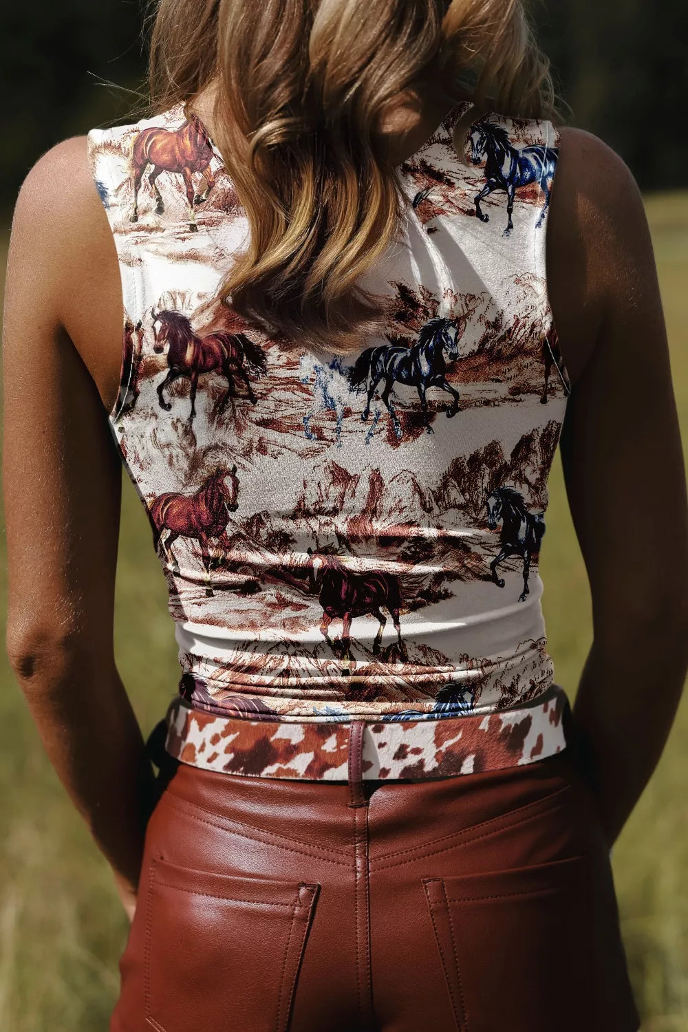 Horse Hat Western Slim Tank Top