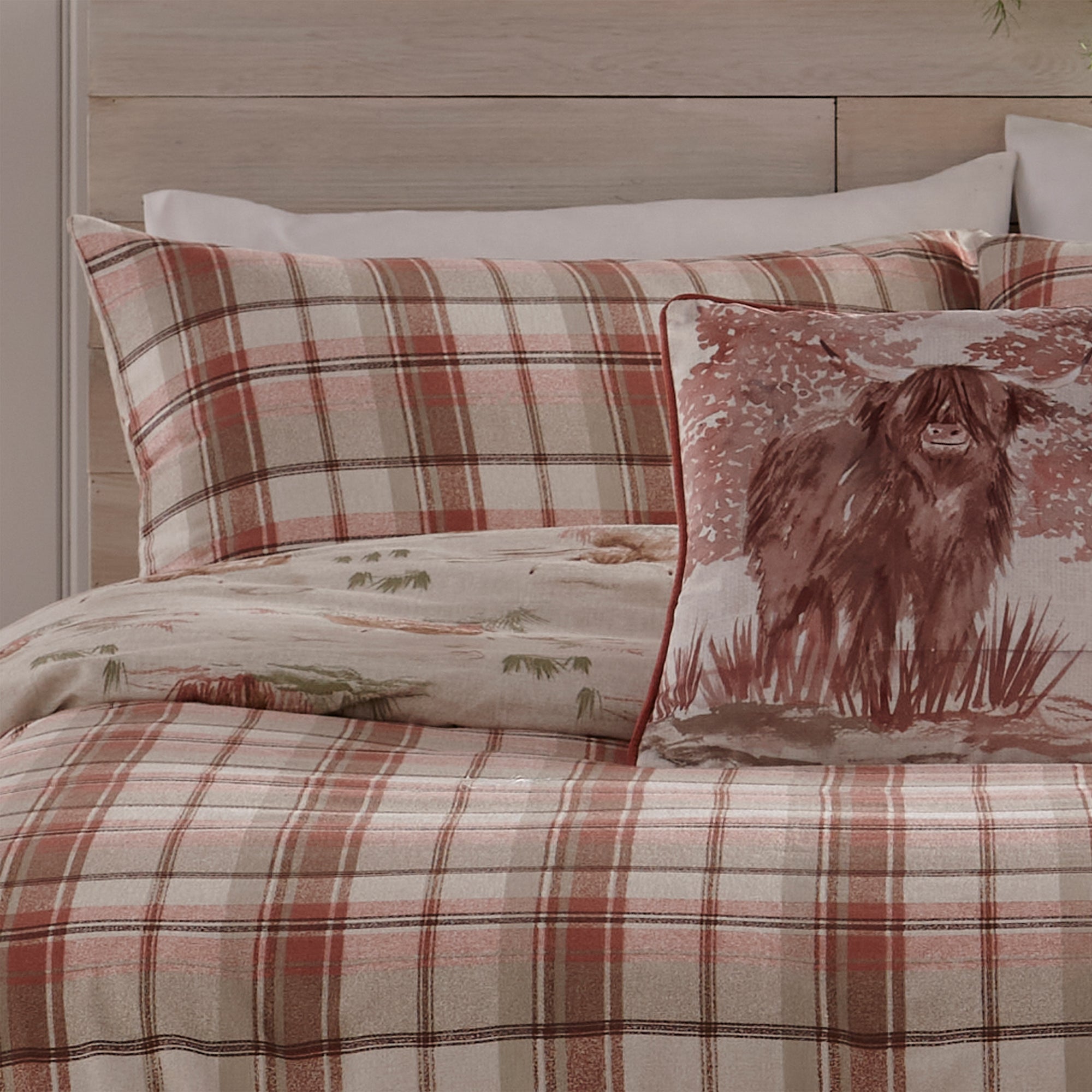 Minimal Bedroom Reversible Check Brushed Cotton Duvet Cover Set