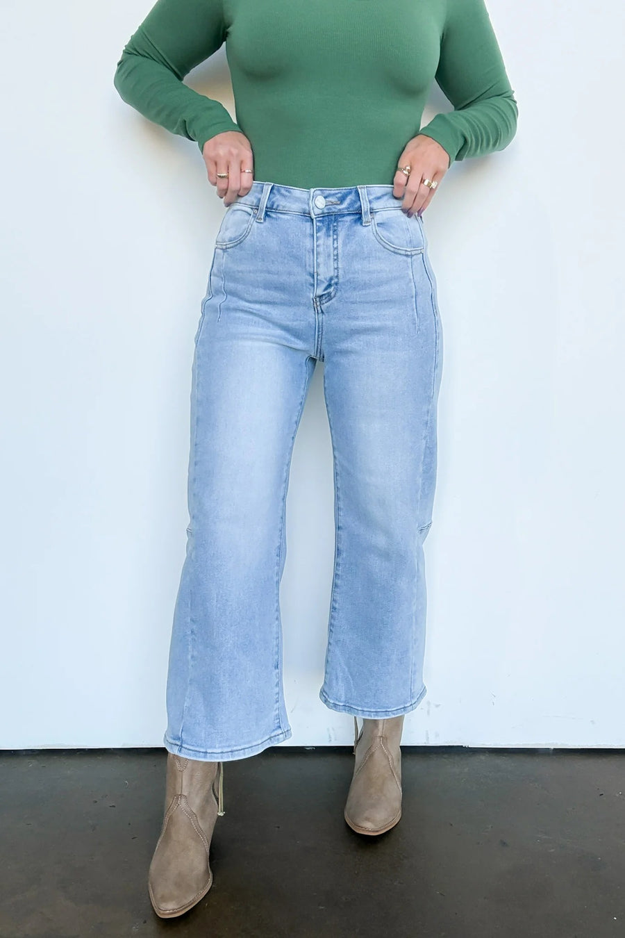 Crop Wide Leg Seam Detail Jeans