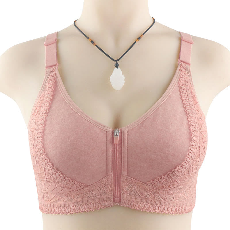 Front Closure Zipper Lift Wireless Bra