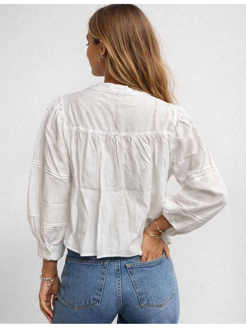 Boho Lace Embroidery Long Sleeves Blouse