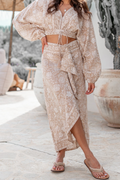 Classic Textured Ruffle Wrap Skirt