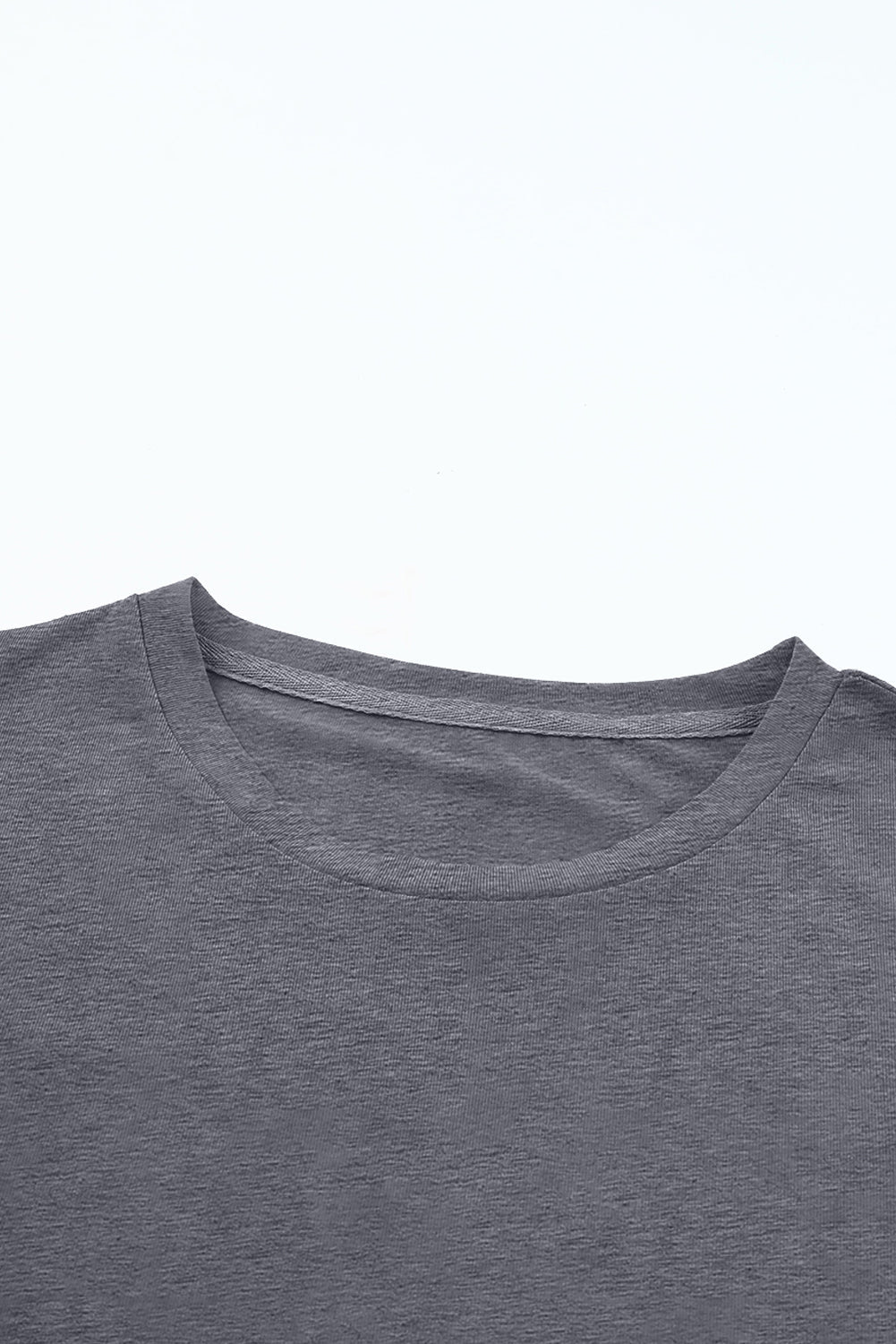 Gray Casual Plain Crew Neck