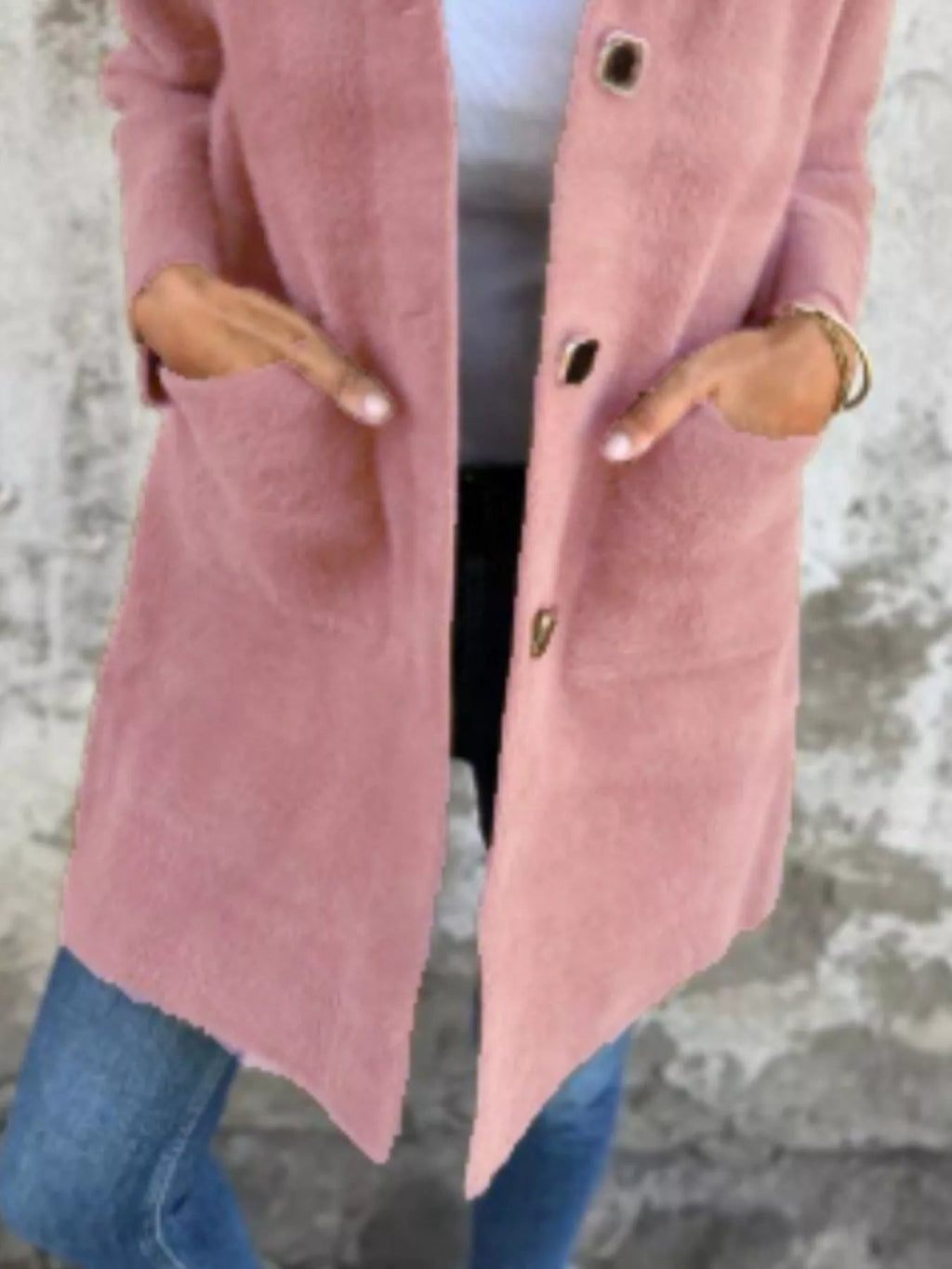 Full Size Button Down Long Sleeve Longline Coat Plus Size Jacket
