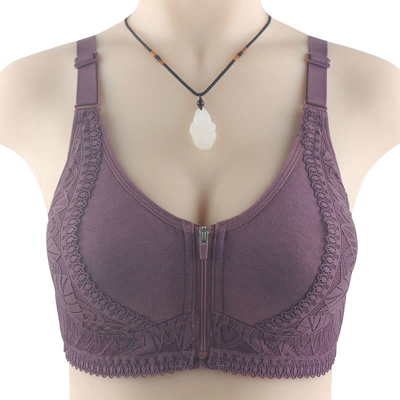 Front Closure Zipper Lift Wireless Bra