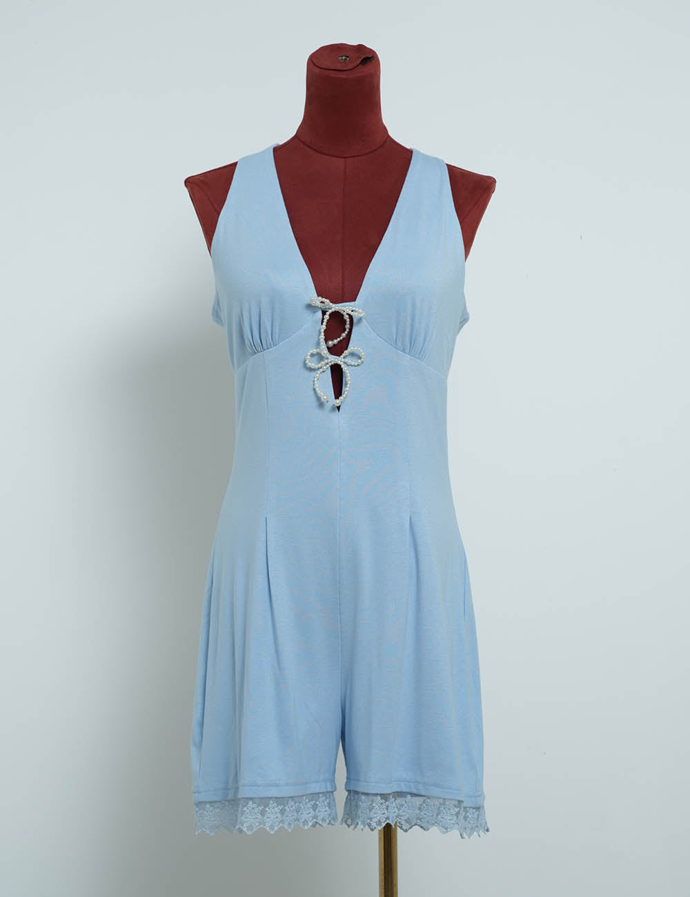 Chic V Neck Sleeveless Solid Color Tank Romper