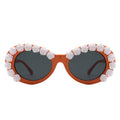 Oval Flower Design Round Sunglasses