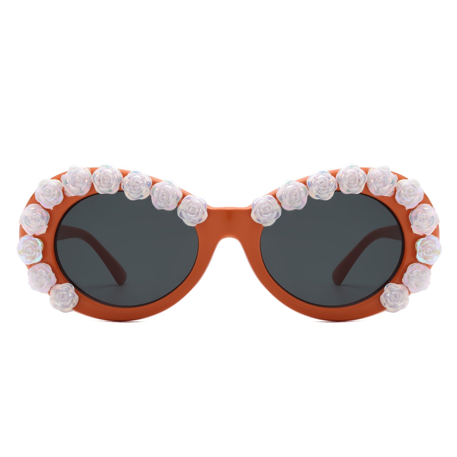 Oval Flower Design Round Sunglasses