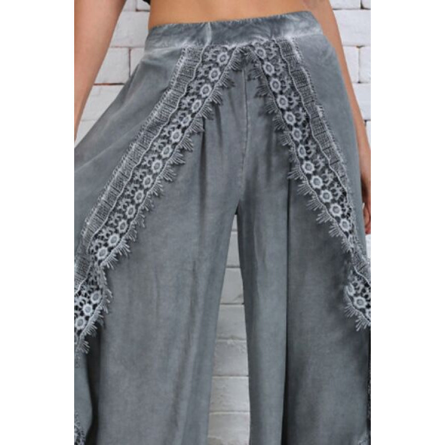 Full Size Lace Detail Wide Leg Pants Plus Size