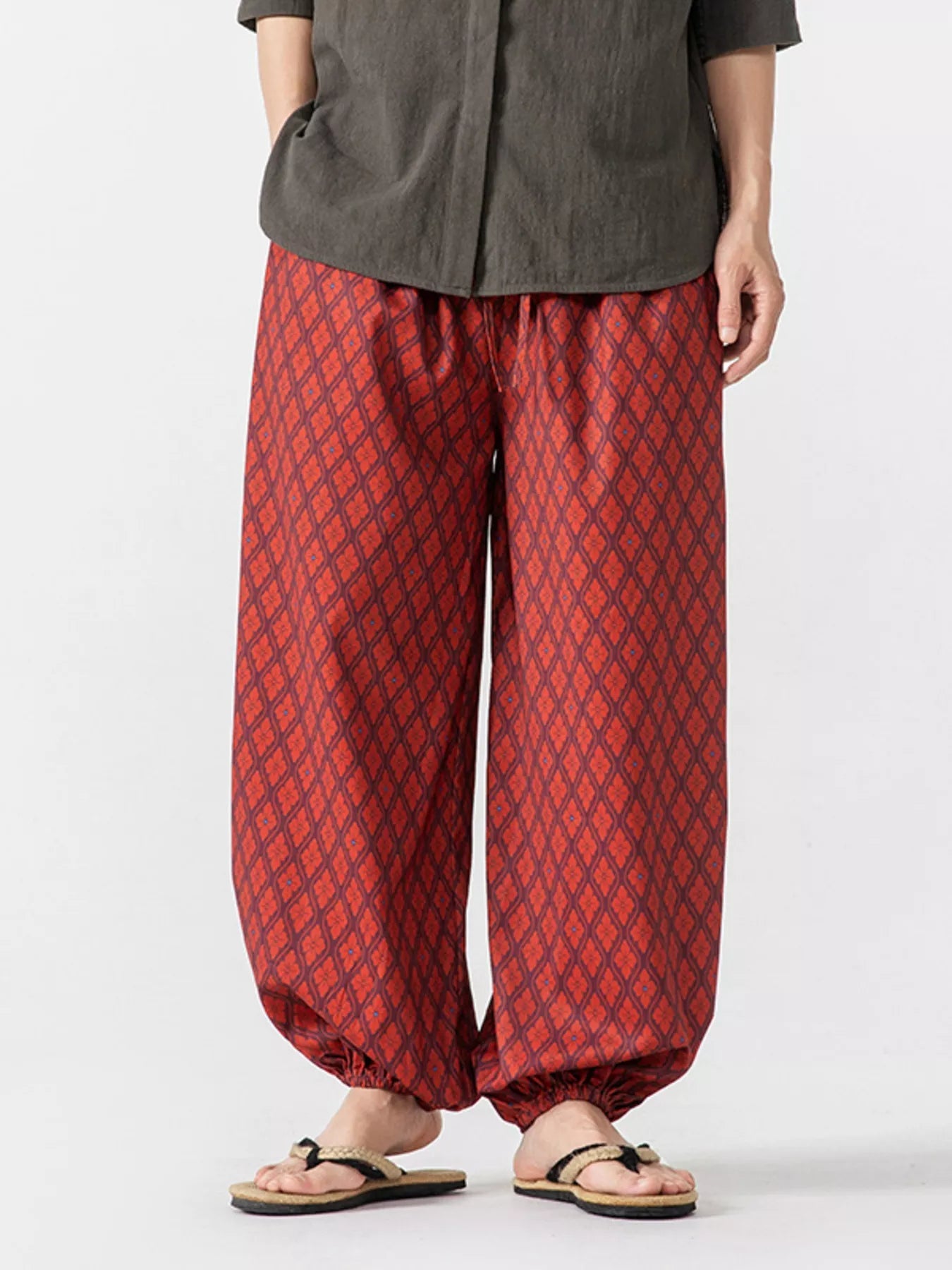 Men S Plus Size Diamond Patterned Harem Pants