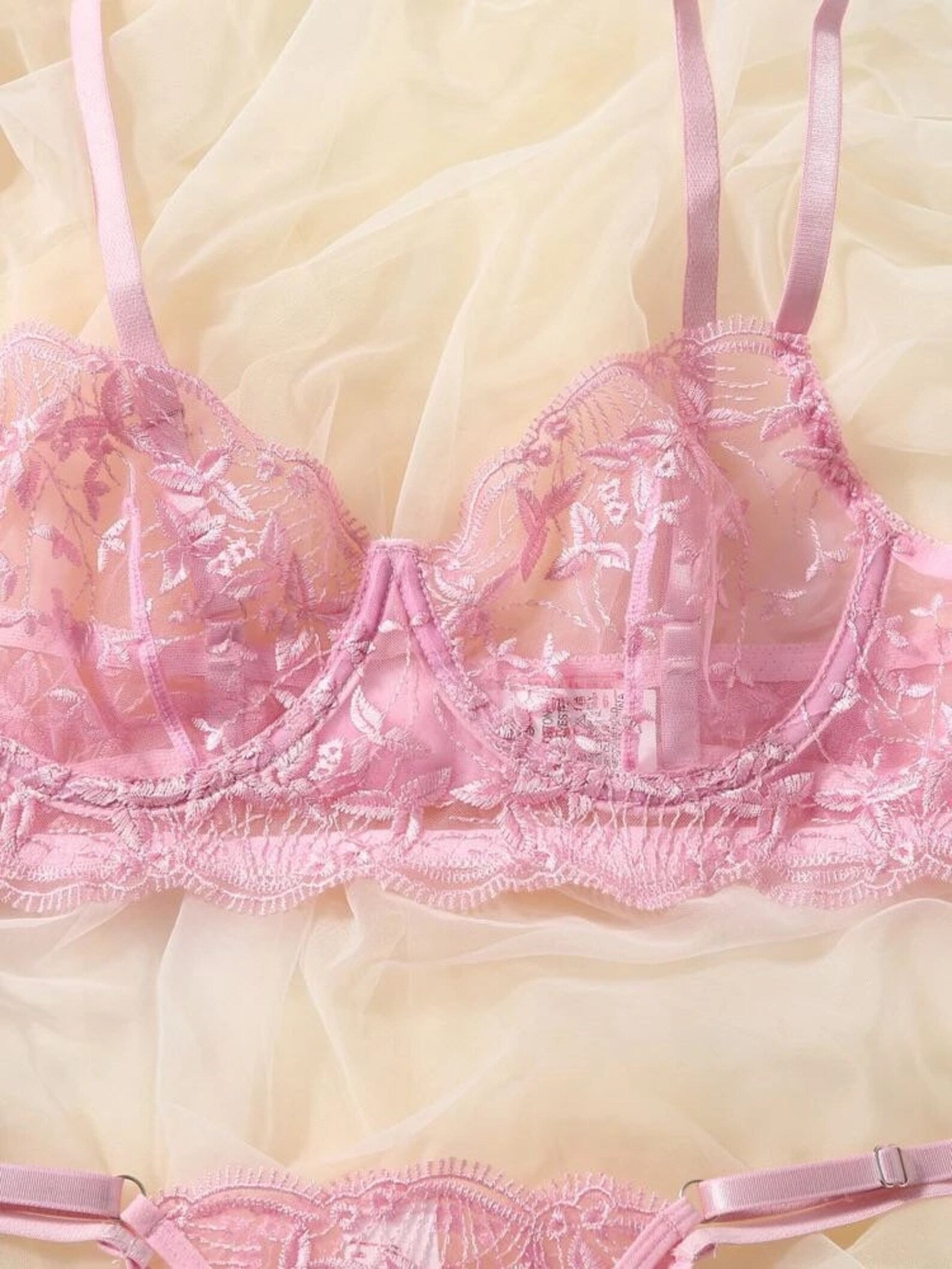 Refined Embroidered Sheer Lingerie Set