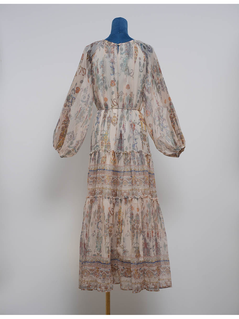 Boho Chiffon Waist Long Sleeves Midi Dress