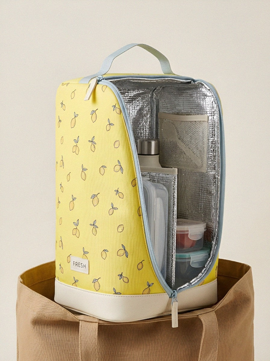 Fresh Food Lover Lemon Pattern Printed Insulated Lunch Bag