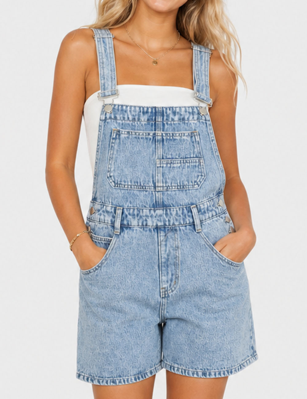 Adjustable Strap Wide Leg Denim Romper