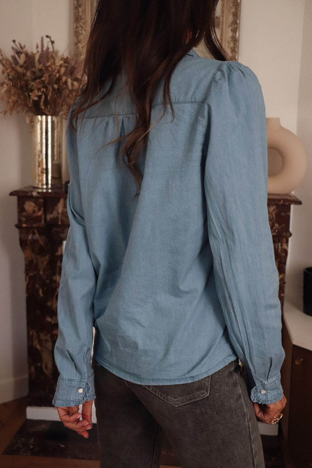Collared Turn-down Collar Shirt Blouse