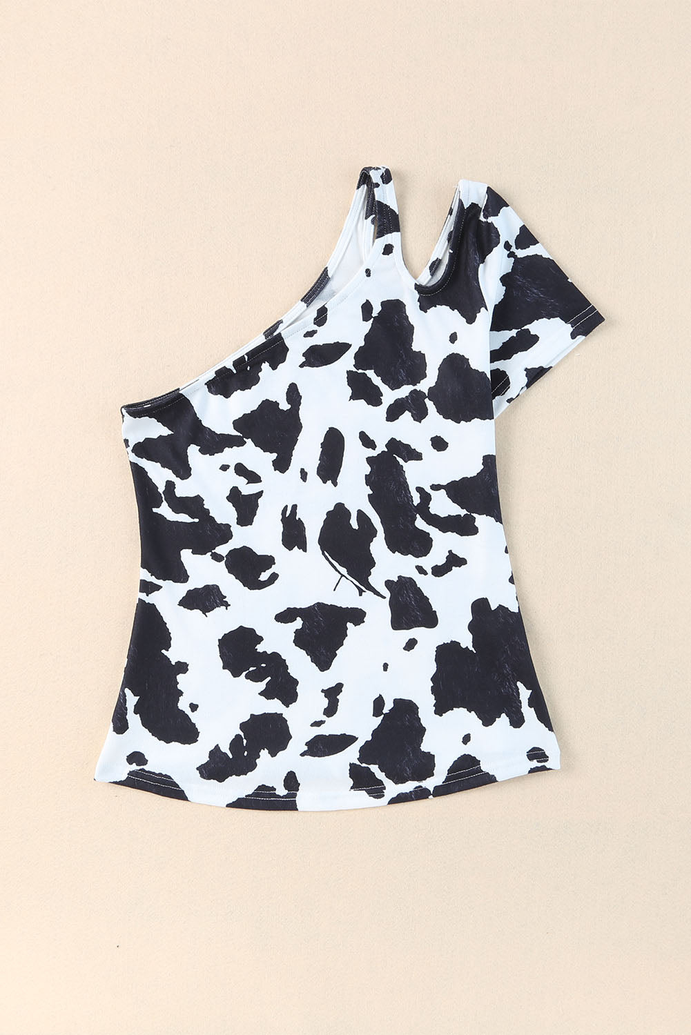 One Shoulder Cow Print Cut