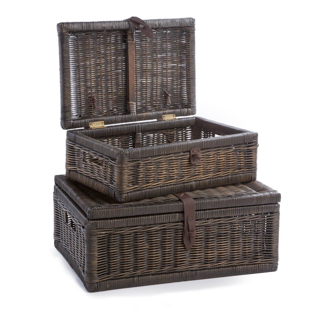Covered Wicker Storage Basket