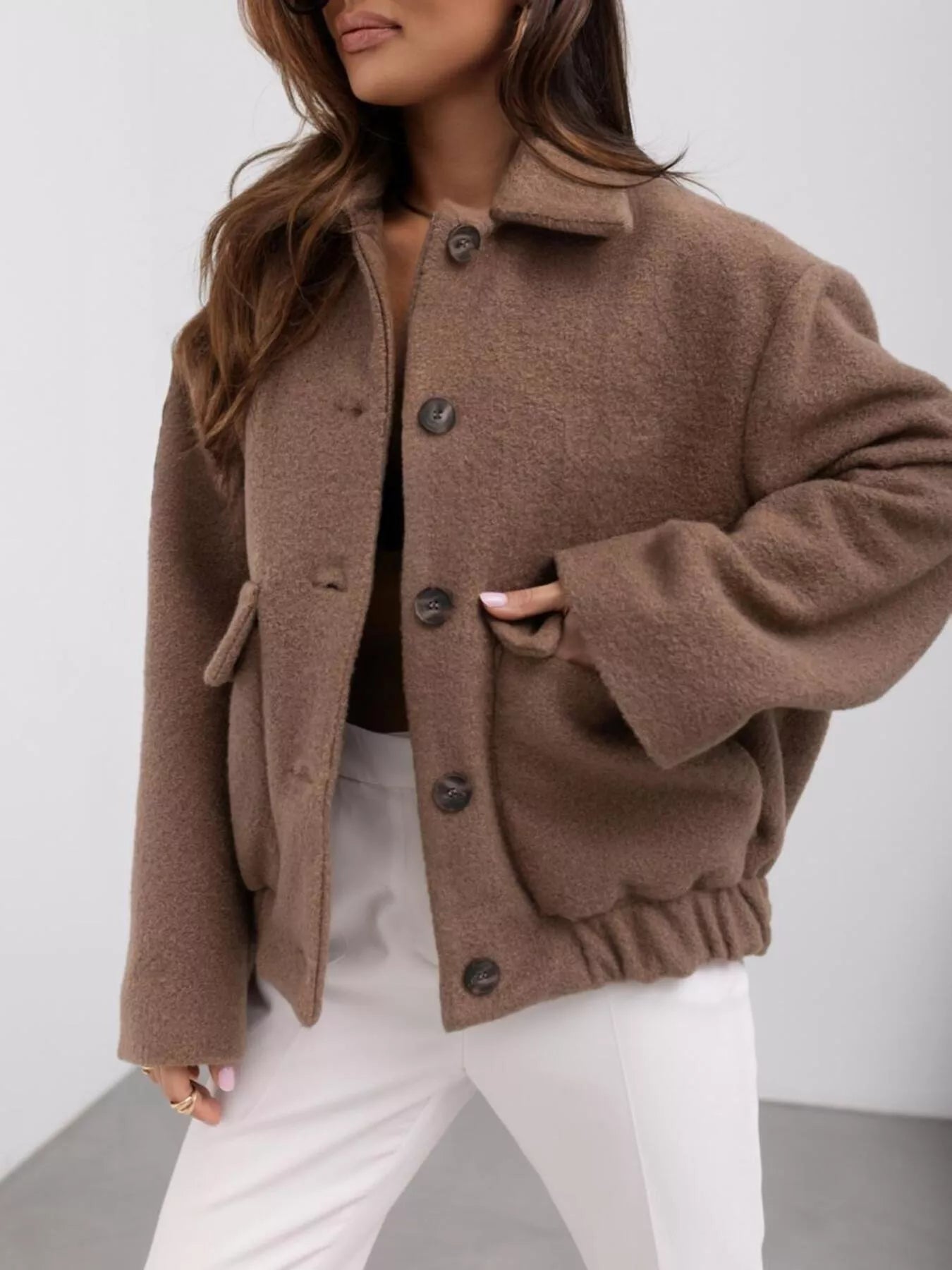 Button Down Long Sleeve Outerwear Jacket