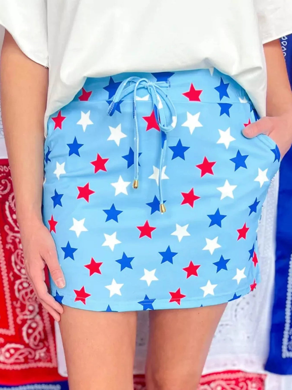 Patriotic Star Printed Beaded Skirt