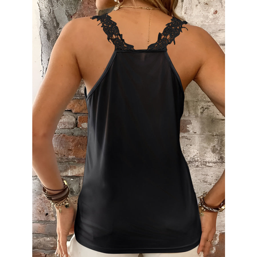 Full Size Lace Detail V Neck Tank