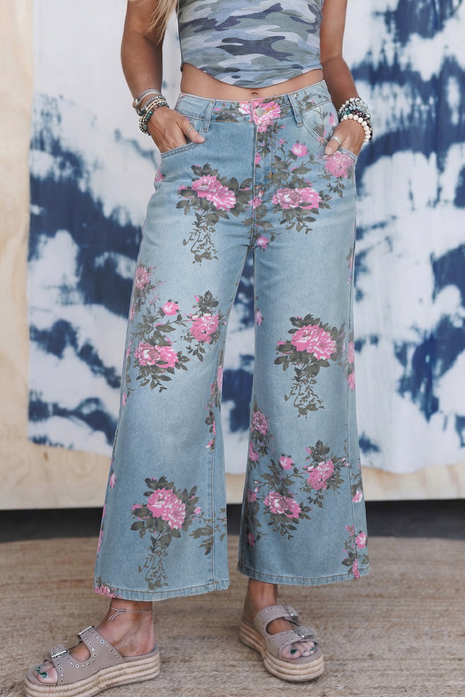 Floral Print Garden Bootcut Jeans