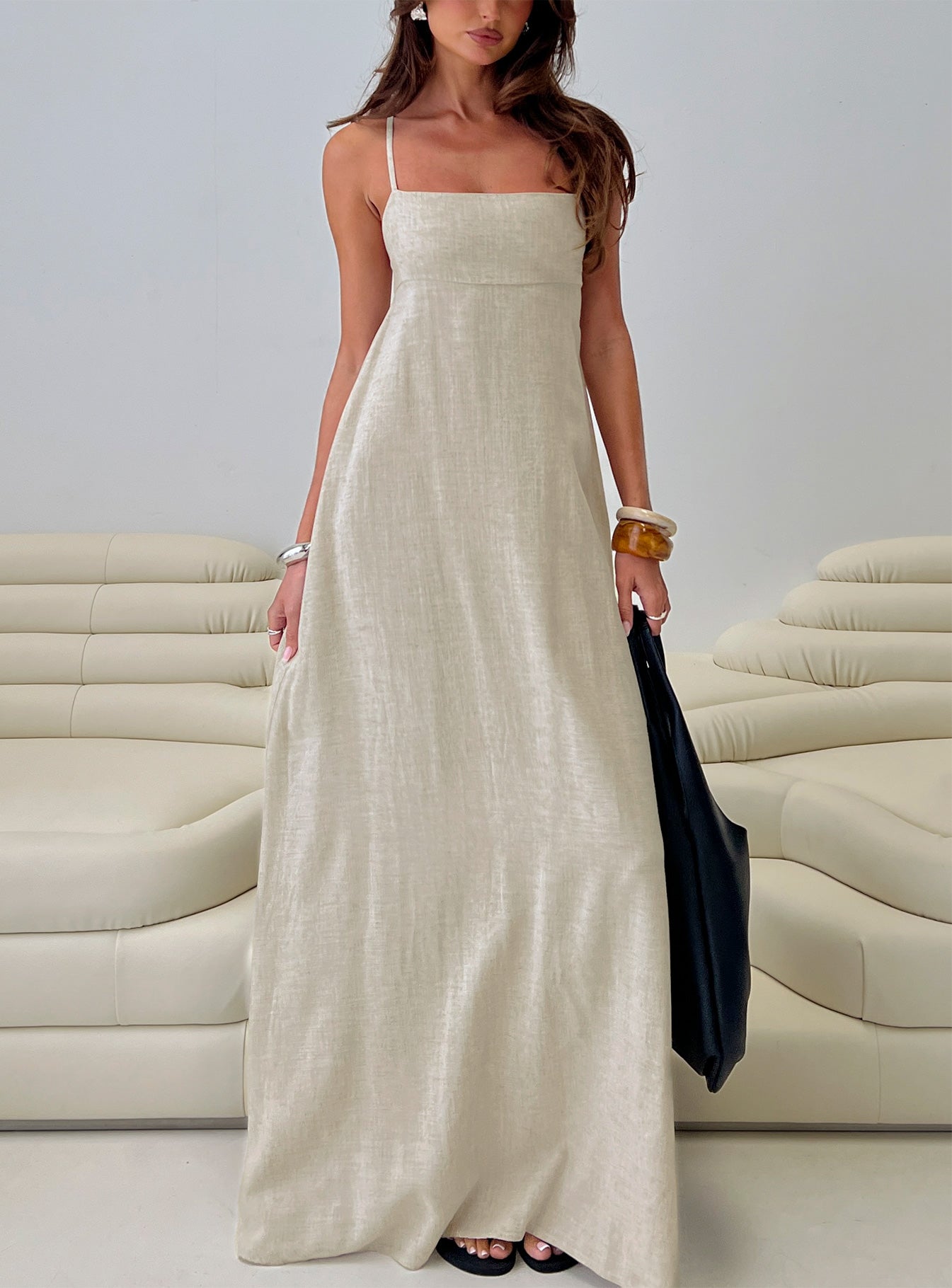 Modern Halter Tie Back Maxi Dress
