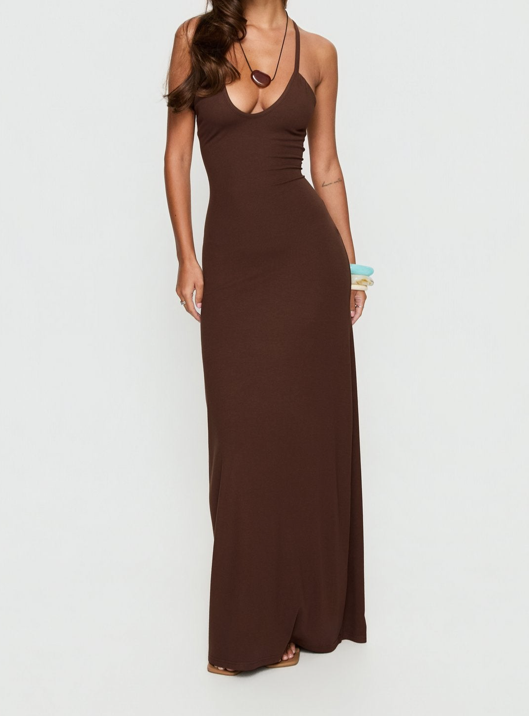 Sequin Detail Halter Maxi Dress