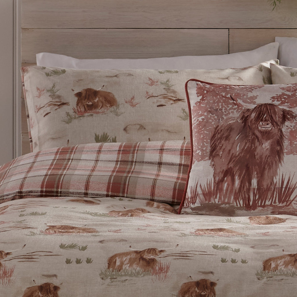 Minimal Bedroom Reversible Check Brushed Cotton Duvet Cover Set