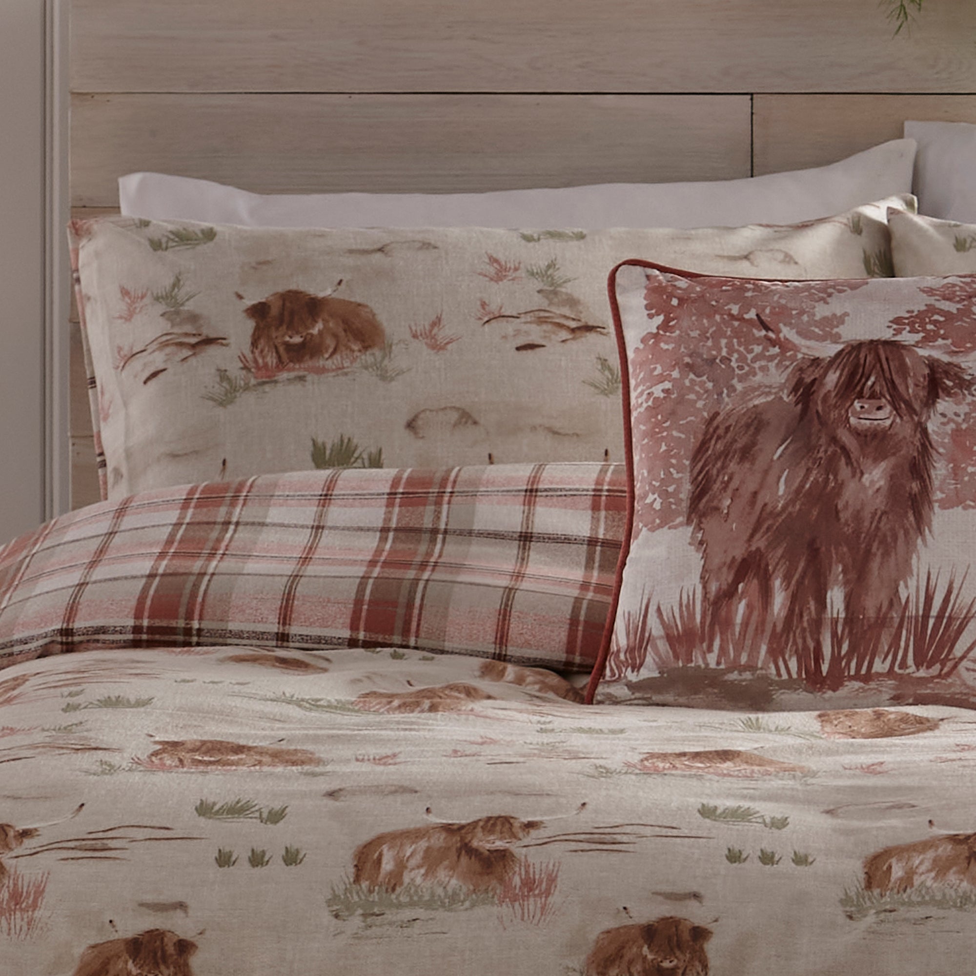 Minimal Bedroom Reversible Check Brushed Cotton Duvet Cover Set