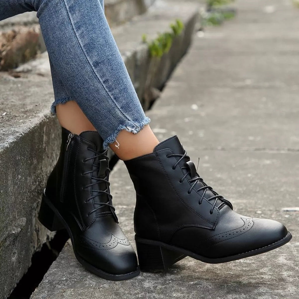 Lace-Up Zip Riding Boots