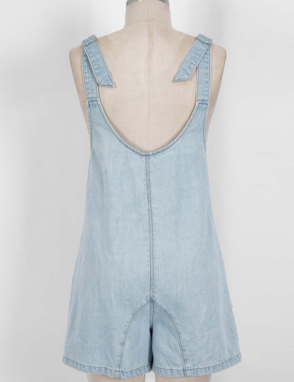 Denim Adjustable Shoulder Romper