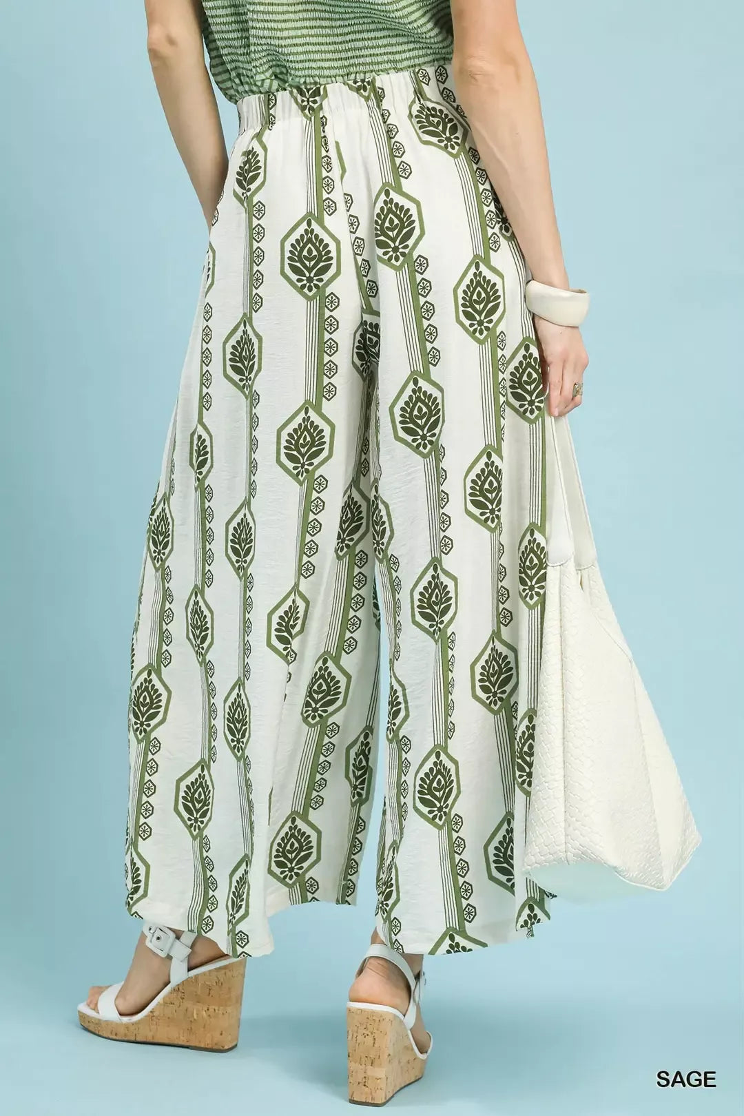 Geometric Boho Print Wide Leg Pants