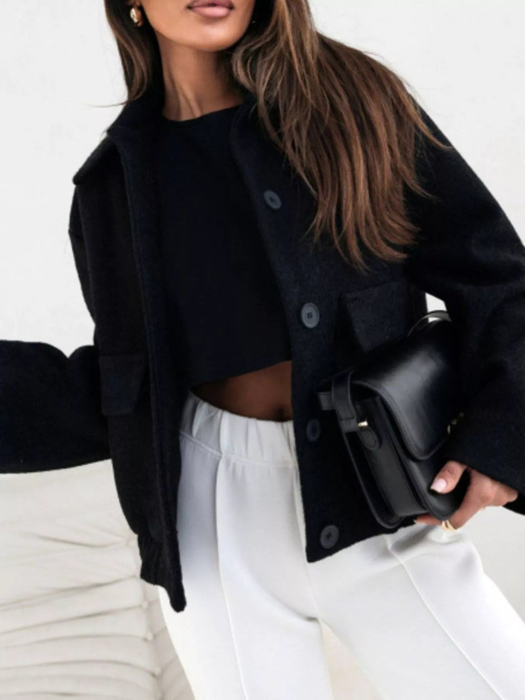 Button Down Long Sleeve Outerwear Jacket