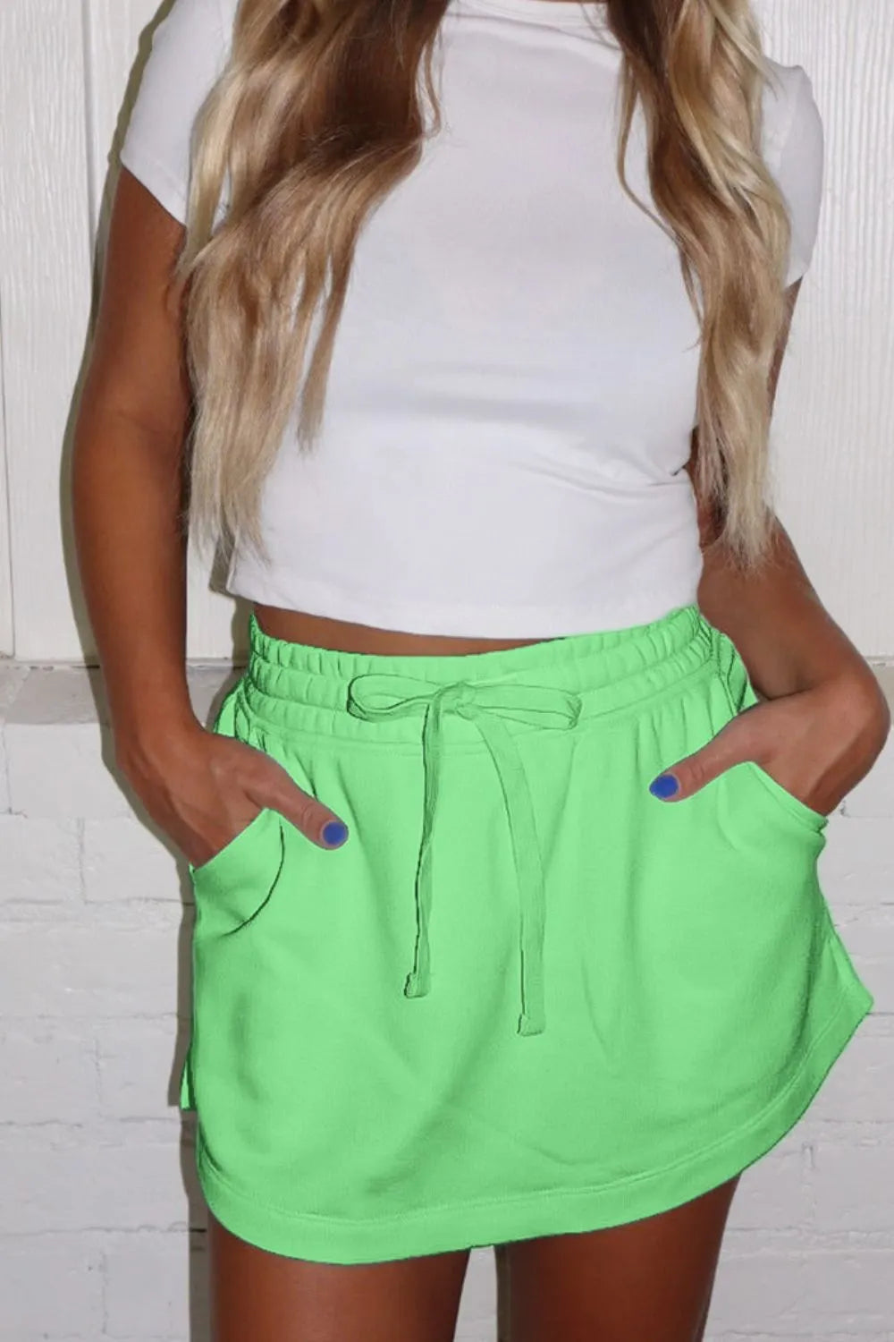 Drawstring Solid Mini So Skirt