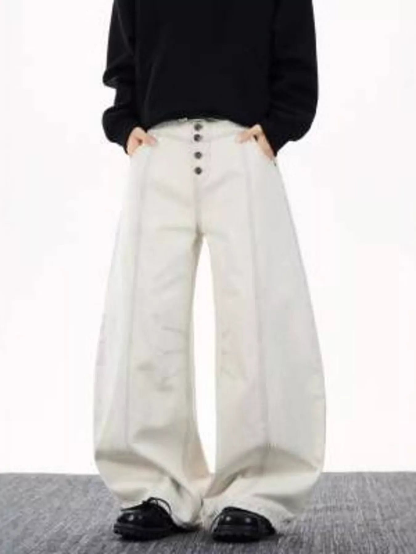 Men's Full Size Wide Leg Button-fly Jeans Plus Size