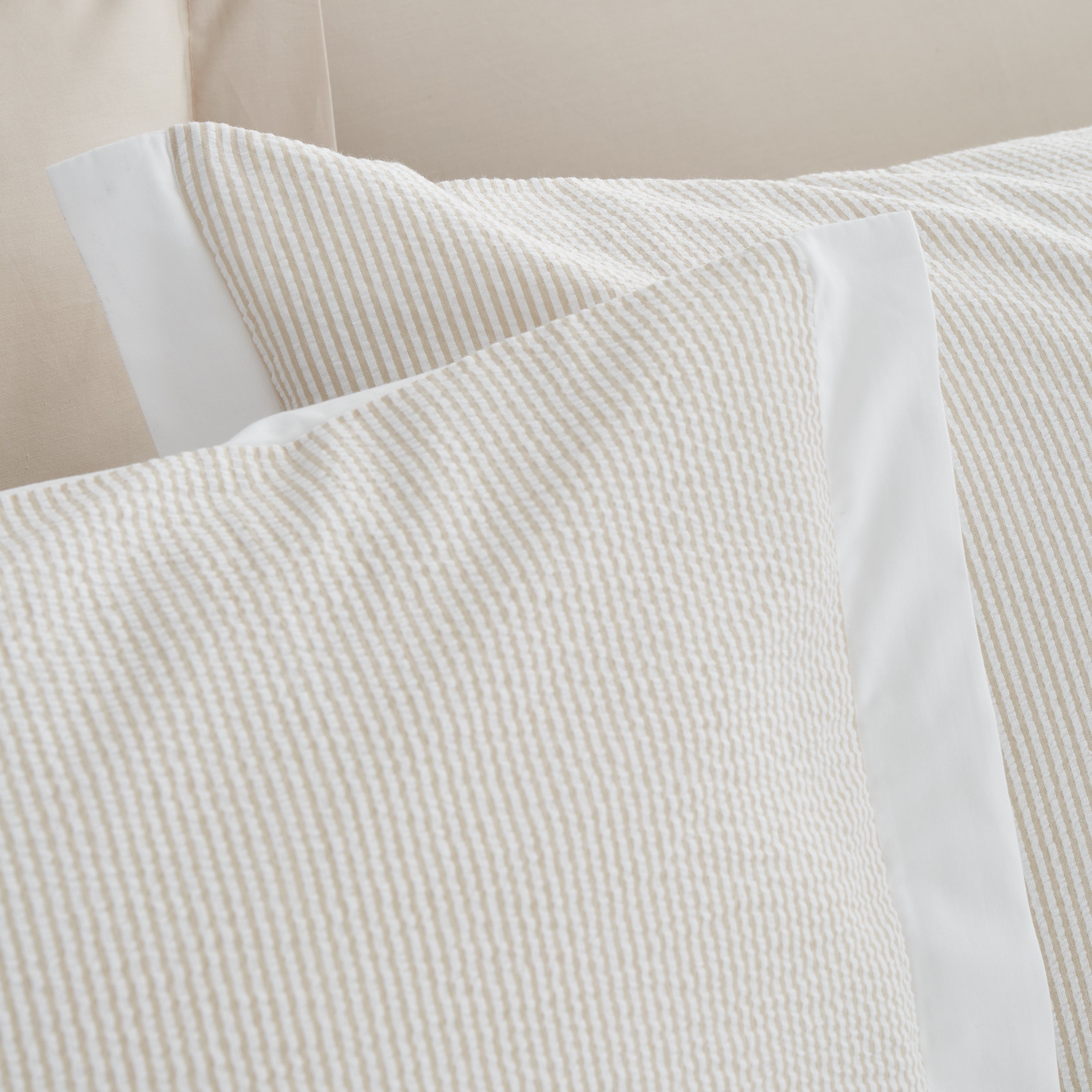 Modern Bedroom Woven Stripe Seersucker Duvet Cover Set