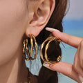 K Gold Plated Chunky Twisted Hoop Earrings