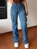 Plus Size High Waisted Cargo Jeans Jeans
