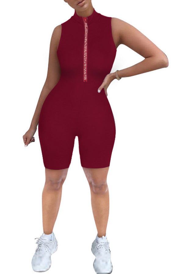 Zip Up Bodycon Romper