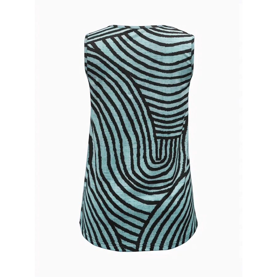 Sleeveless Zebra Button Up Tank Top