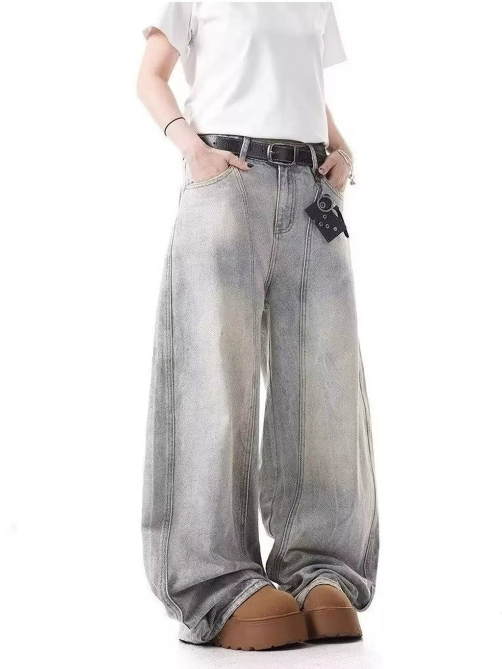Modern Men's Full Size Vintage Wash Wide Leg Jeans Plus Size